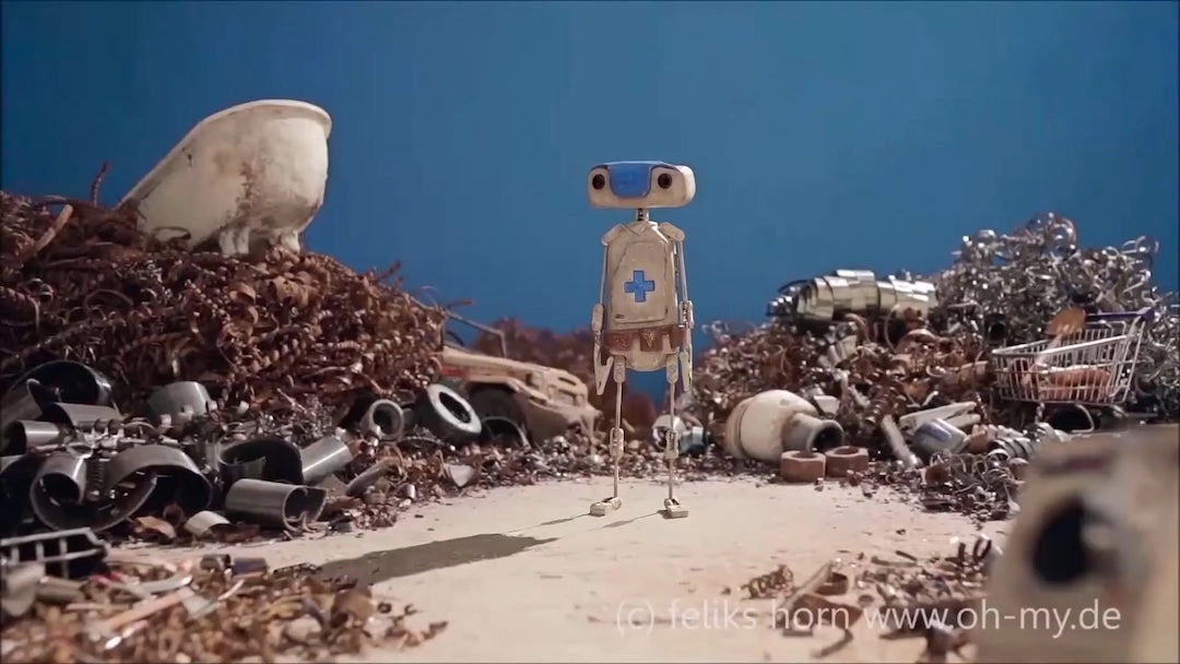 Thumbnail of the A Sound Effect sound design competition project showing a robot standing in a desolate environment.