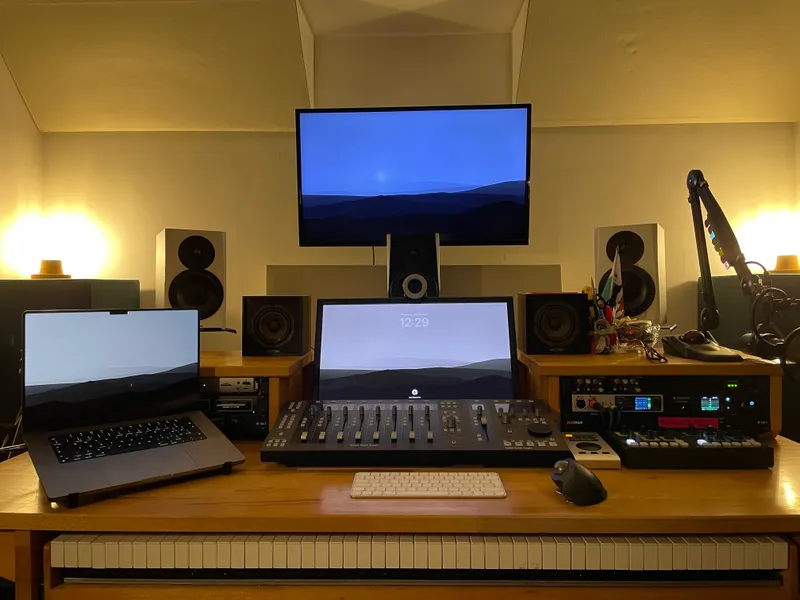 Studio rack and outboard gear at Dom Storrs' Manchester studio