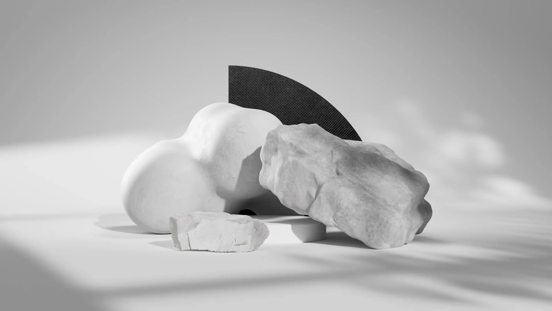 Project thumbnail for Growth Texture project featuring a collection of grey boulders in front of a black disk.